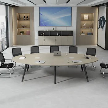 Овальный стол для переговоров Простой современный стол для переговоров персонала, стол для обучения персонала, коммерческая мебель Нового поколения