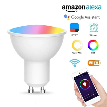 Умная лампочка Tuya Gu10 Spotlight Wifi для Alexa Home 5 Вт RGB CW Wifi Умный дом Лампа освещения с управлением приложением для домашнего хозяйства