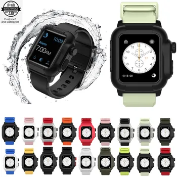 Водонепроницаемый чехол, силиконовый ремешок для Apple Watch, ремешок 44 мм/40 мм, Iwatch 5, браслет на запястье, ремешки для часов, защитный чехол