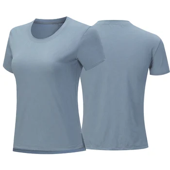Женская спортивная футболка Ice Silk 2023, летняя новинка, одежда для йоги, фитнеса, бега, короткие рукава, Дышащий свободный быстросохнущий топ