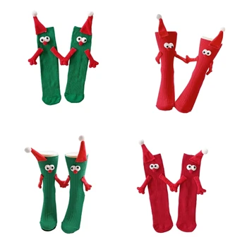Рождественские магнитные носки для рук, пара детских носков средней длины, новинка в подарок