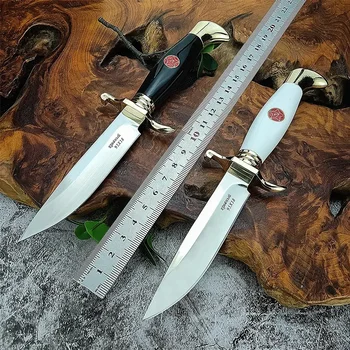 Походный Охотничий нож с фиксированным лезвием Высокой твердости для самообороны, военно-тактические карманные ножи для рыбалки в кожаных ножнах