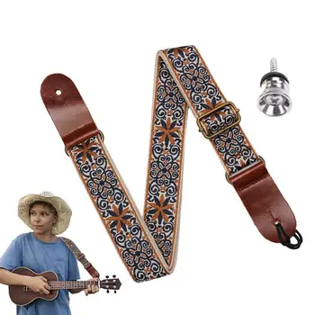 Гитарные ремни с вышивкой Регулируемый плечевой ремень для гитары в винтажном стиле, регулируемый Универсальный Изысканный Цветочный
