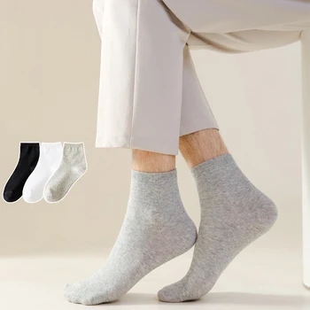 10 Пар / лот мужских хлопчатобумажных носков на весну-лето, повседневные деловые носки, дышащие носки Sokid Color Crew Tube