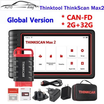 THINKCAR Thinktool ThinkScan Max 2 Для всей системы Пожизненно Бесплатно AF DPF IMMO 28 Сброс Кодирования ECU OBD2 Сканер CANFD протокол Для G--M