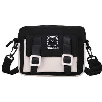 Женская сумка с вышивкой Медведя, нейлоновые студенческие сумки через плечо, Маленькая сумка многоразового использования, Пляжная дорожная сумочка.
