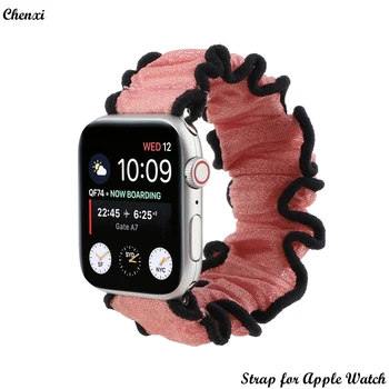 Кружевной ремешок для браслета Apple watch, резинка-резинка для iwatch lady light style 38 40 41 42 44 45 мм, тканевое запястье