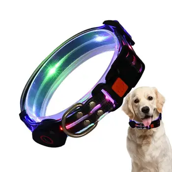 Светящийся в темноте ошейник для собак, регулируемый перезаряжаемый светодиодный ошейник для домашних животных, защищающий от непогоды, USB-перезаряжаемые фонари для собак