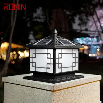 RONIN Solar Post Lamp Outdoor Vintage Simple Black Decor Pillar Light LED Водонепроницаемый IP65 для Дома Виллы Крыльца Двора