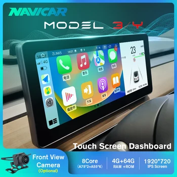 NAVICAR 10,25 дюймовая Центральная Консоль Для Tesla Model 3 Y Andriod 12 Беспроводной Дисплей Сенсорный Экран Приборной Панели Android Auto Carplay