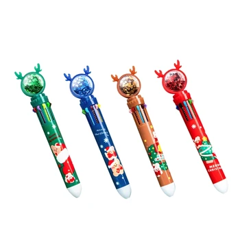 2024 Новая Многоцветная Шариковая Ручка 0,5 мм 10-в-1 Выдвижные Шариковые Ручки В форме Рождественского Лося, Ручки-Челноки, Офисные Школьные принадлежности