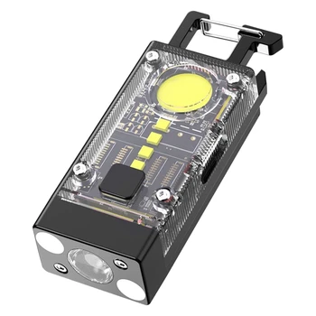 Светодиодный брелок для ключей COB Light Solar Type-C USB Перезаряжаемый Портативный водонепроницаемый фонарик для аварийного отключения электроэнергии