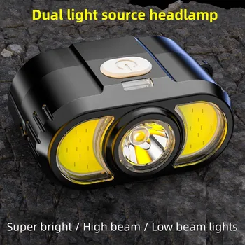 Светодиодный налобный фонарь для кемпинга, поисковый фонарь для ночной рыбалки, USB перезаряжаемая фара, светодиодный налобный фонарь, рабочий фонарь со встроенным аккумулятором