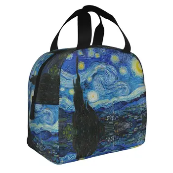 Звездная Ночь Изолированный Ланч-Бокс Термосумка Многоразового Использования Van Gogh Galaxy Герметичный Ланч-Бокс Tote Сумки Для Хранения Еды Офис На Открытом воздухе