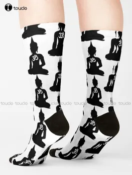 Простой Будда С индуистским символом Ом, Носки, Мужские носки, Персонализированные Пользовательские Носки Унисекс для взрослых, подростков, молодежи, подарок с цифровой печатью 360 °