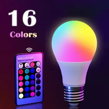16 Цветов RGB Лампа LED Многоцветная Лампа E27 База 220V Бытовое Освещение С Регулируемой Яркостью 24 Клавиши Дистанционного Управления Атмосфера Неоновый Свет