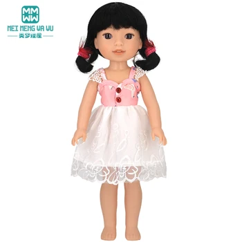 2021 НОВАЯ кукольная одежда 14 Дюймов 35 см Игрушки Для ползания рожденный младенец Американская Кукла Модное розовое платье Подарок для девочки